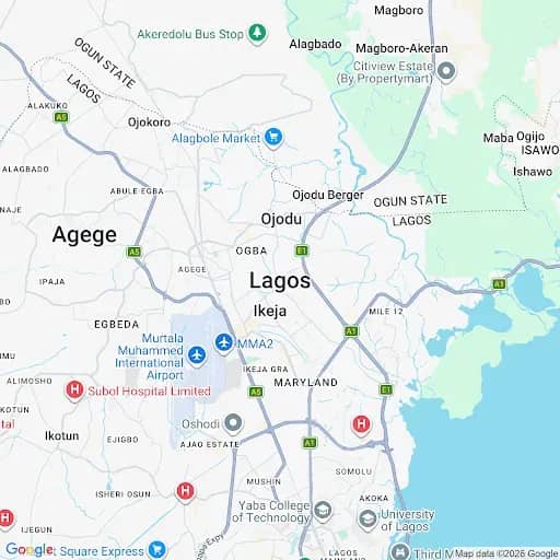 Map of Lagos showing the area around Mushin, where ONYEBEST is based